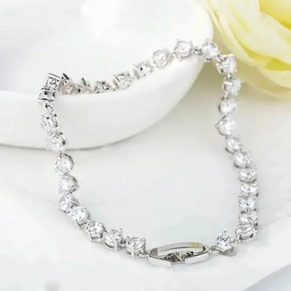 NEW 925 STERLING SILVER ROUND TENNIS BRACELET, NICE BRACELET, CUTE BRACELET - Picture 6 of 6